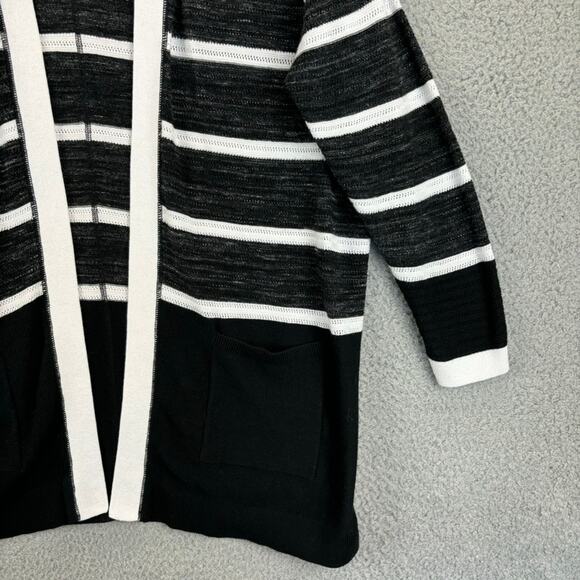 T by Talbots Cardigan XL Petite Minimal Casual Striped Colorblock Mixed Stitch - Picture 5 of 10